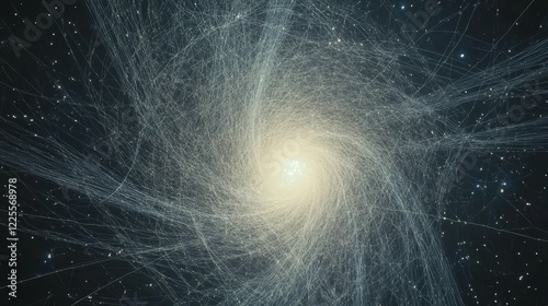 Cosmic Spiral Abstract Swirling Lines and Glowing Core, Digital Art, Galaxy, Nebula Galaxy, Nebula