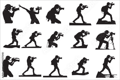 Silhouettes of Photographers and Videographers in Action