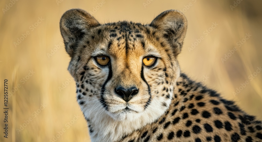 Close-up of a majestic cheetah in natural habitat with intense gaze Close-up of a majestic cheetah in natural habitat with intense gaze