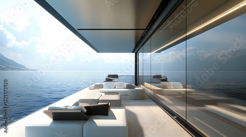 Luxury Yacht Deck Overlooking Serene Ocean Vista
