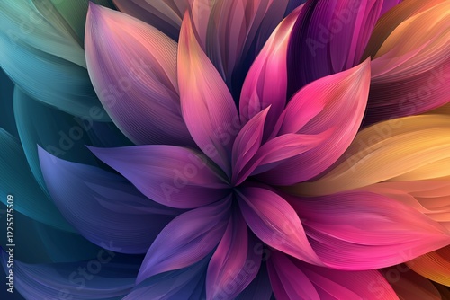 Wallpaper Mural Vibrant abstract floral design with colorful petals blending harmoniously in a dark background Torontodigital.ca
