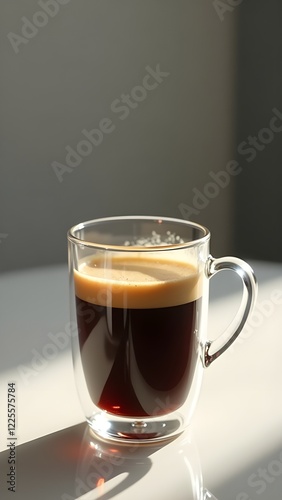 glass cup of espresso coffee