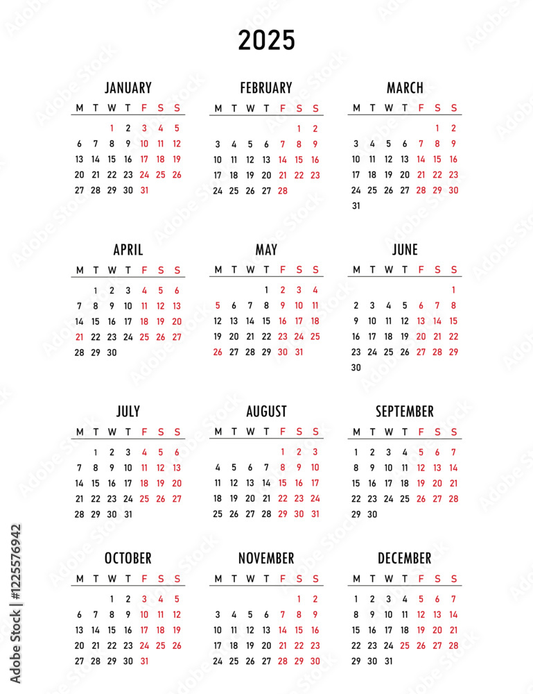Great Britain calendar 2025 with british holidays. Four day work week, off on Friday, Saturday and Sunday. Week start on Monday. Great Britain calendar 2025 with british holidays. Four day work week, off on Friday, Saturday and Sunday. Week start on Monday.