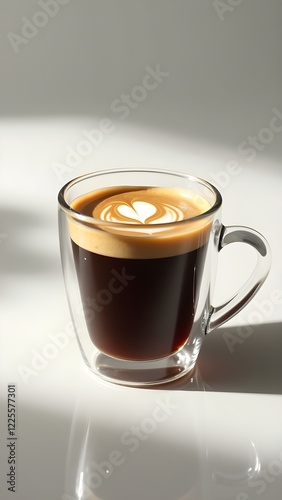 glass cup of espresso coffee