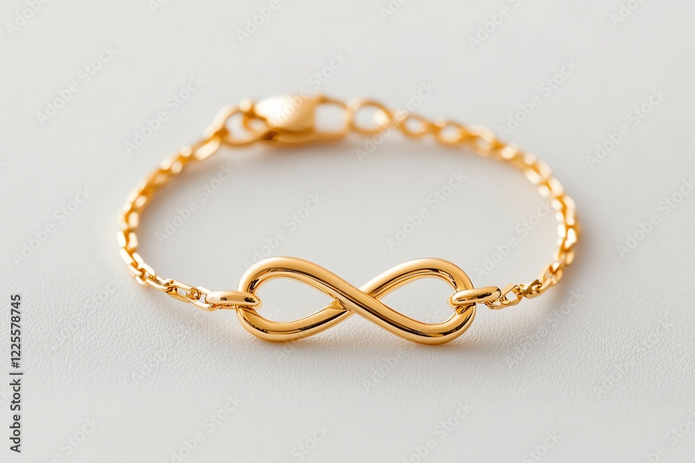 Elegant golden bracelet featuring an infinity symbol for timeless style. Elegant golden bracelet featuring an infinity symbol for timeless style.