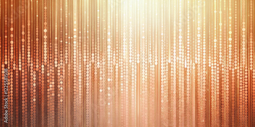 Golden vertical lines cascade downwards, interspersed with an array of glowing dots,creating a radiant and shimmering effect.Warm hues of gold and amber contribute to a sense of elegance and luxury.AI photo