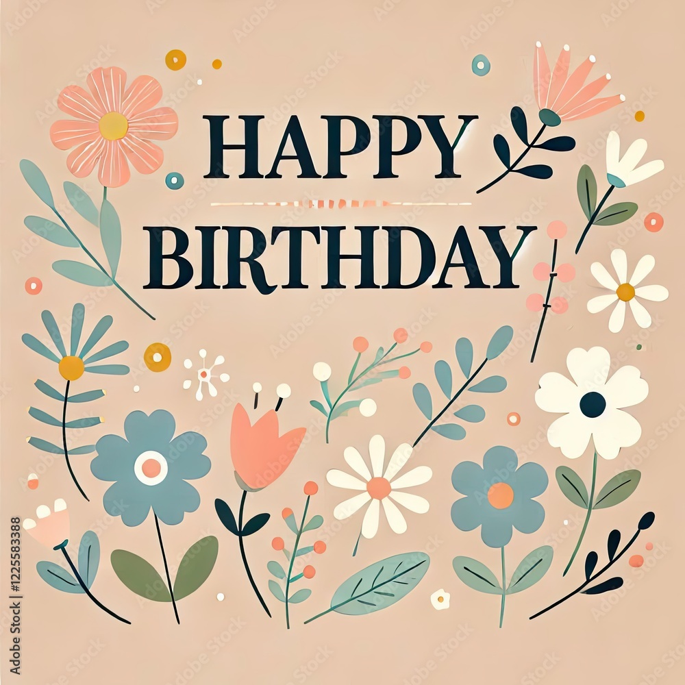 Fototapeta premium birthday card with flowers
