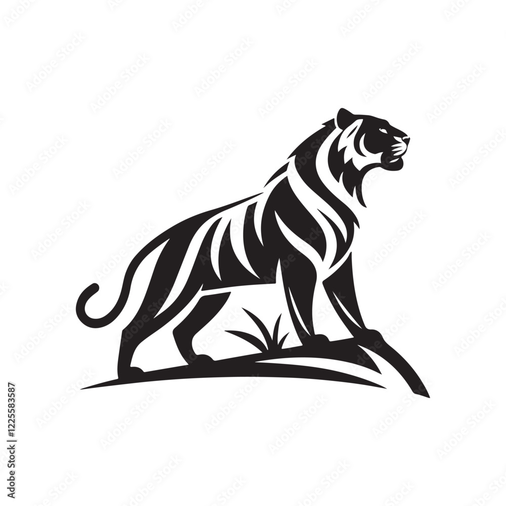 Obraz premium tiger silhouette logo tiger Face vector line art logo design