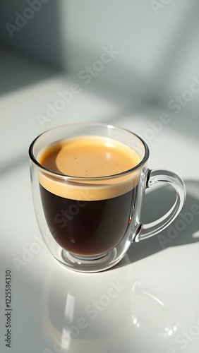 glass cup of espresso coffee