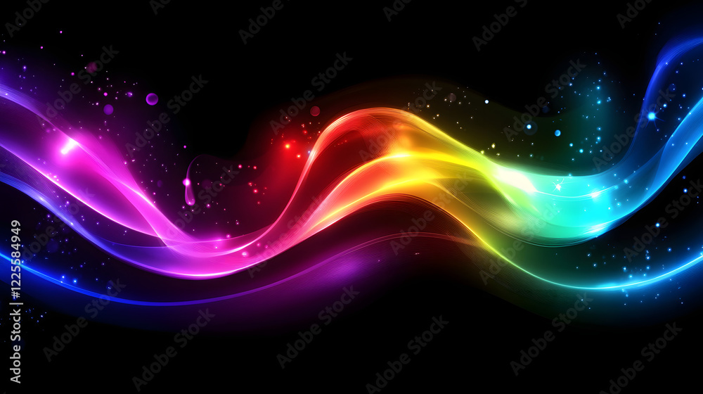 Obraz premium Colorful swirl elements with neon led illumination. Abstract futuristic background.