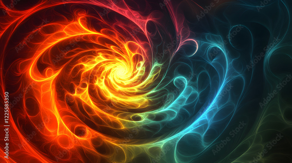 Obraz premium Colorful swirl elements with neon led illumination. Abstract futuristic background.