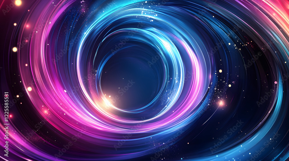 Obraz premium Colorful swirl elements with neon led illumination. Abstract futuristic background.