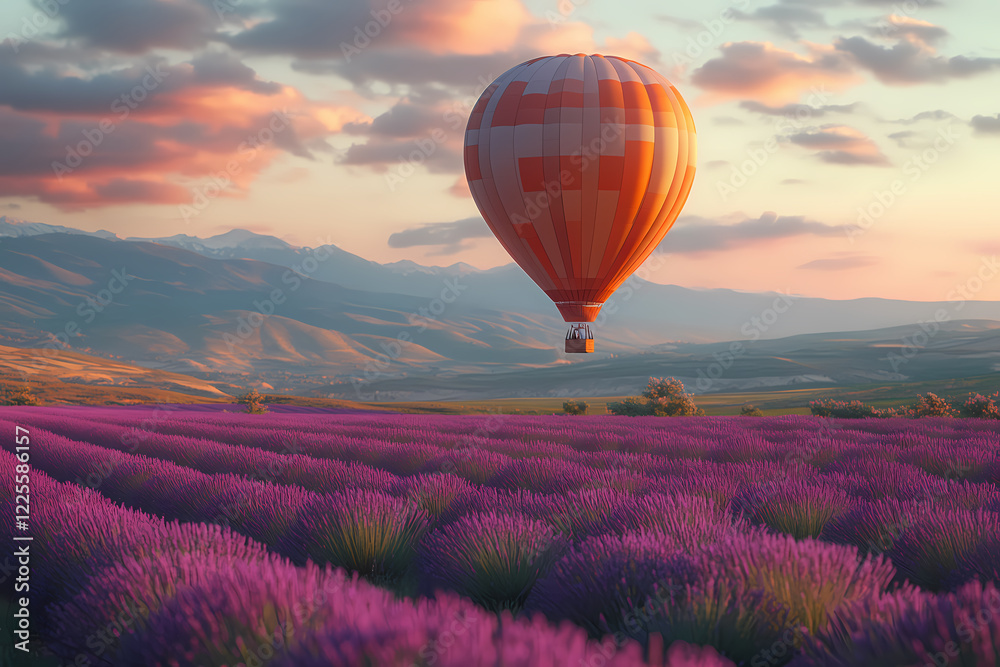 Obraz premium Endless lavender field stretching to the horizon under a clear blue sky