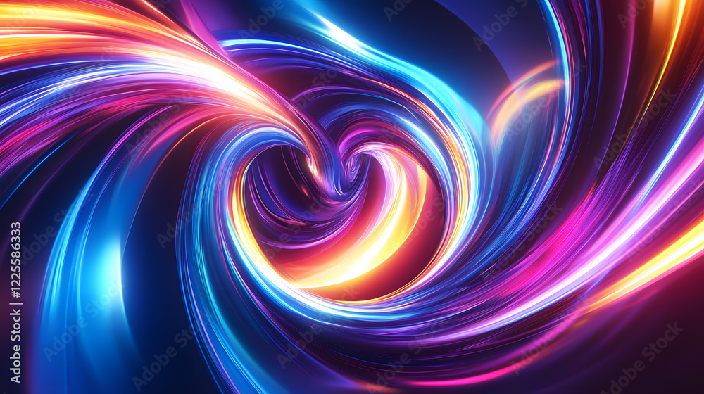 Obraz premium Colorful swirl elements with neon led illumination. Abstract futuristic background.