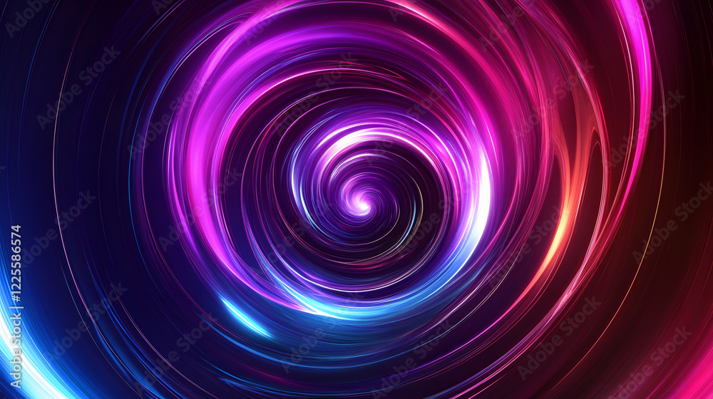 Fototapeta premium Colorful swirl elements with neon led illumination. Abstract futuristic background.