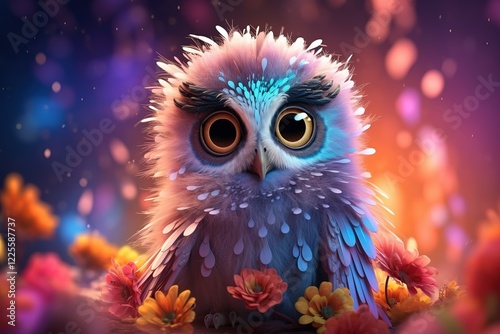owl on a blue background