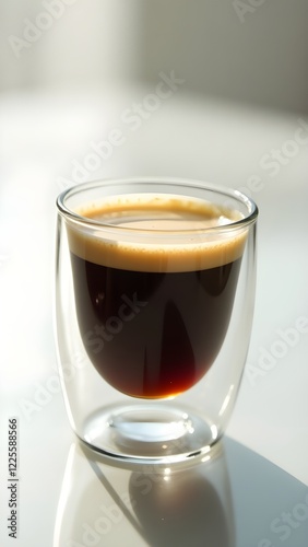 glass cup of espresso coffee