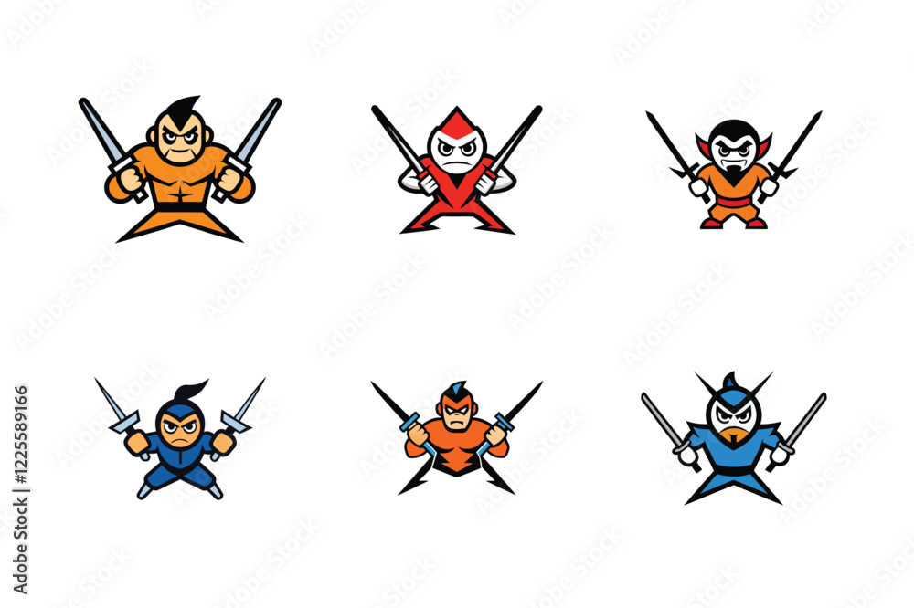 Naklejka premium Futuristic Mascot Logo with Dual Energy Katanas High Impact Design