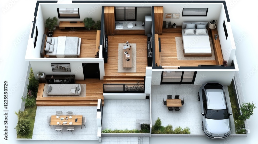 Spacious and Modern House with Contemporary Interior and Outdoor Areas. Generative AI Spacious and Modern House with Contemporary Interior and Outdoor Areas. Generative AI