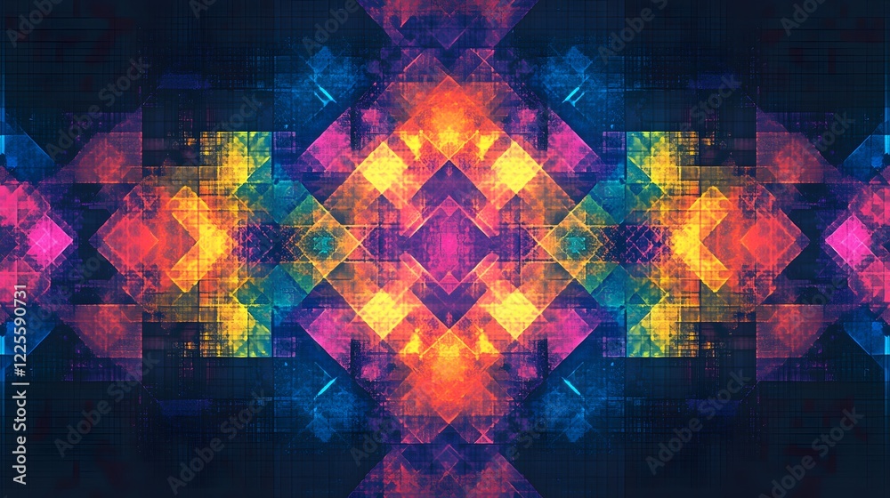 Fototapeta premium Colorful Abstract Geometric Design with Vibrant Shapes and Patterns