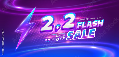 2.2 discount flash sale background. Vector illustration for shopping day, online shopping, special Offer coupon, voucher, banner template, websites, social media advertising.