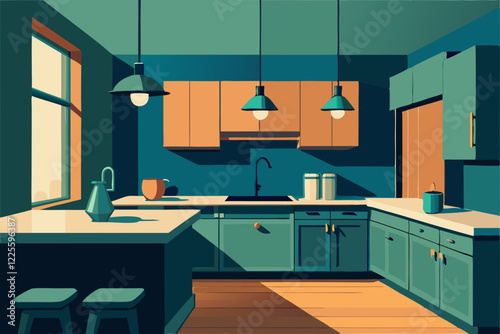 modern kitchen interior with kitchen