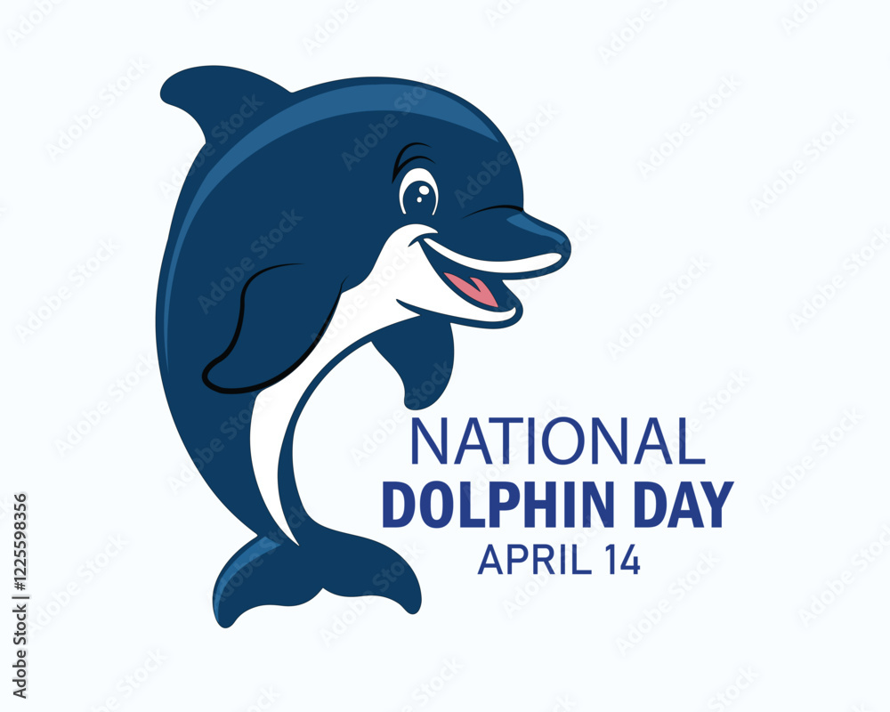 Fototapeta premium National Dolphin day celebration card and banner on April 14th.