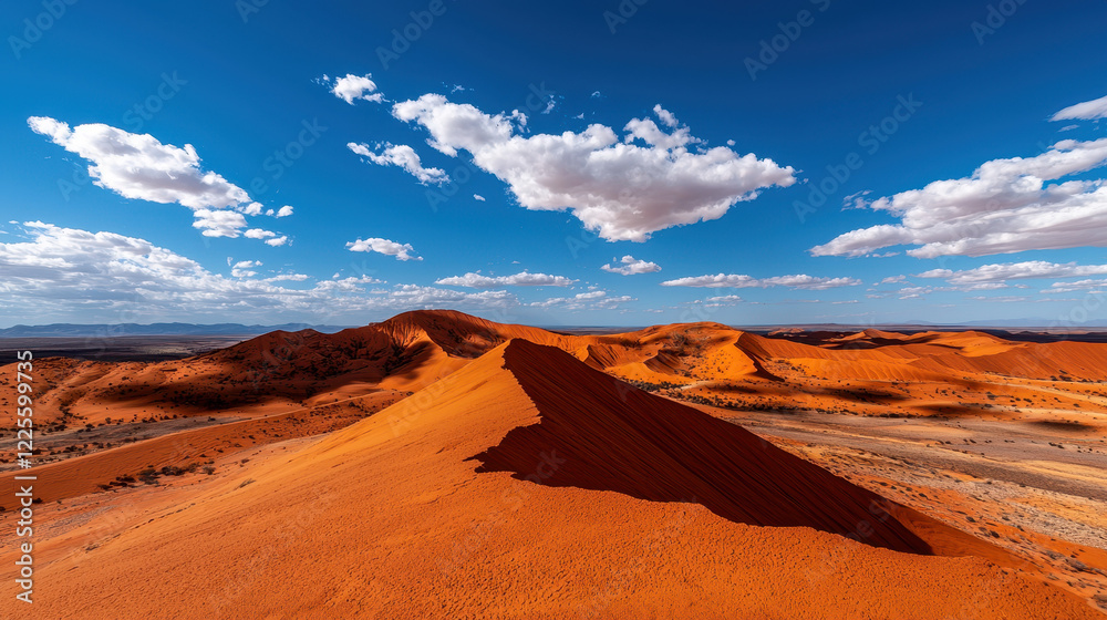 Fototapeta premium Stunning sandstone desert landscape with orange hills and blue sky