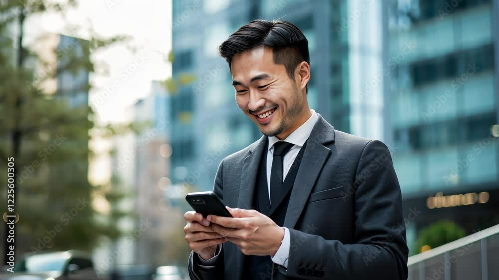 The Smiling Businessman with Smartphone The Smiling Businessman with Smartphone