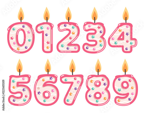 Candle figures, birthday number shapes, decorative cake lights