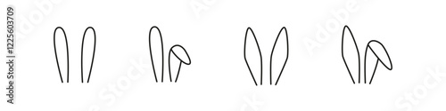 Rabbit ears icon. Bunny ear sign. Easter egg hunt hat. Line design bunny ears. Easter bunny showing his isolated ears.
