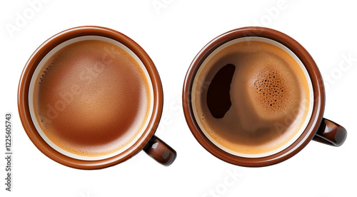Obraz na płótnie two cups of coffee viewed from above w salonie