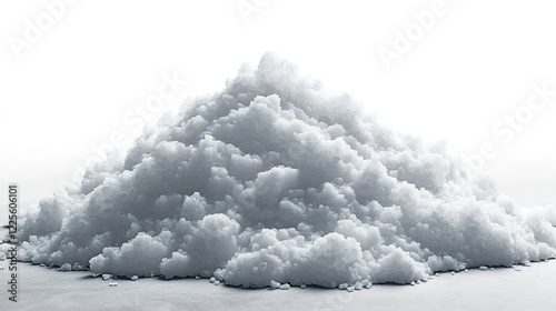 A pile of salt, isolated on a white background. Create a realistic photorealistic 3D rendering, with cinematic lighting and shadows photo