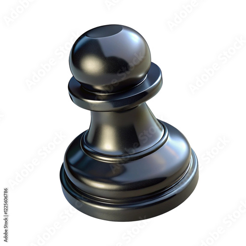 Black chess king piece isolated on transparent background.