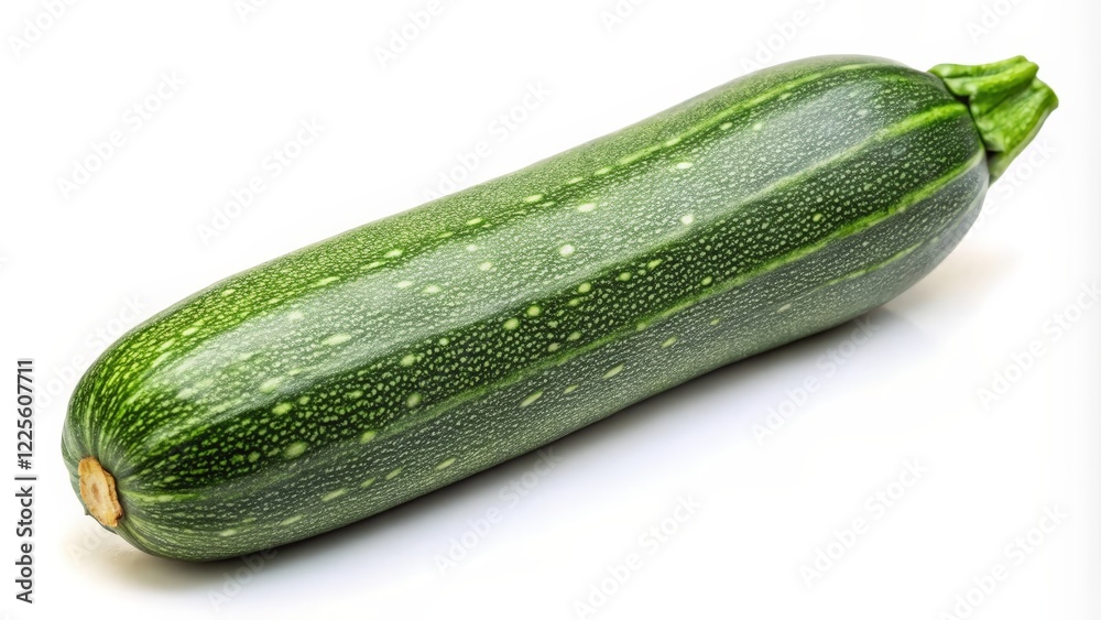 Single Green Zucchini on White Background Single Green Zucchini on White Background