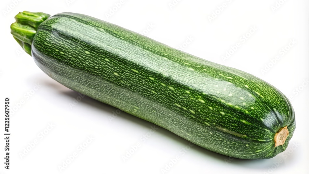 Single Green Zucchini on White Background Single Green Zucchini on White Background