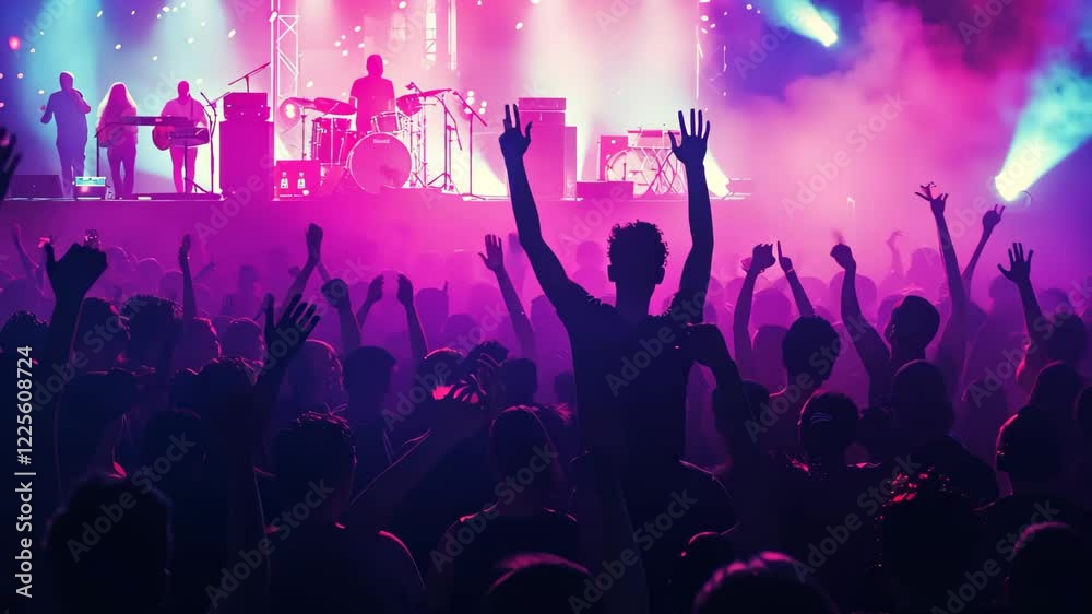 custom made wallpaper toronto digitalA lively audience dances in excitement under a dazzling light show at a music festival, creating an electrifying atmosphere filled with energy and enthusiasm.