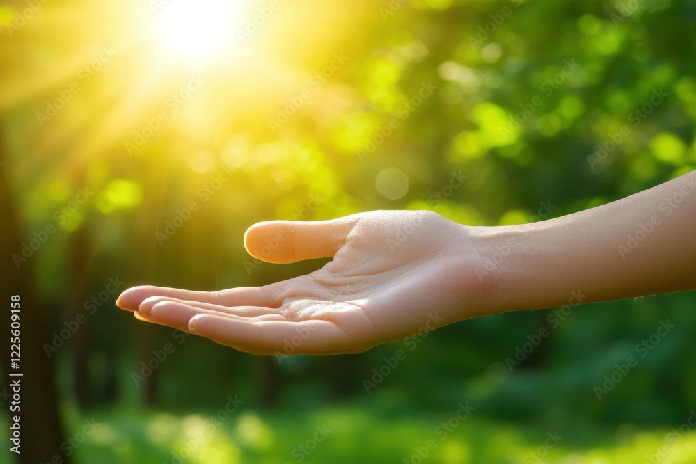 Gentle Hand Reaching Towards a Tranquil Scene Gentle Hand Reaching Towards a Tranquil Scene