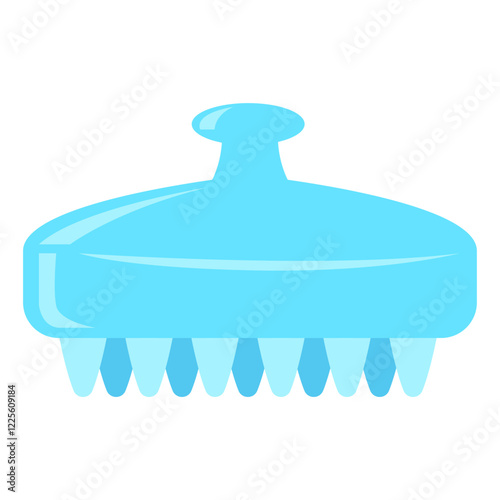 Light blue scalp massage brush with soft bristles ideal for relaxation, haircare, spa, beauty, and selfcare product design projects.
