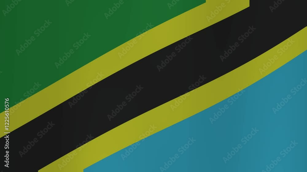 Tanzanian flag, The Tanzanian flag gracefully waves in the wind in slow motion, showcasing its official design. This visual represents the national pride of Tanzania, symbolizing the waving flags.