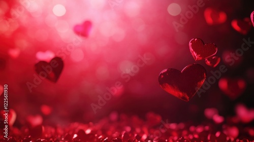 Romantic Red Hearts Background Valentines Day Image