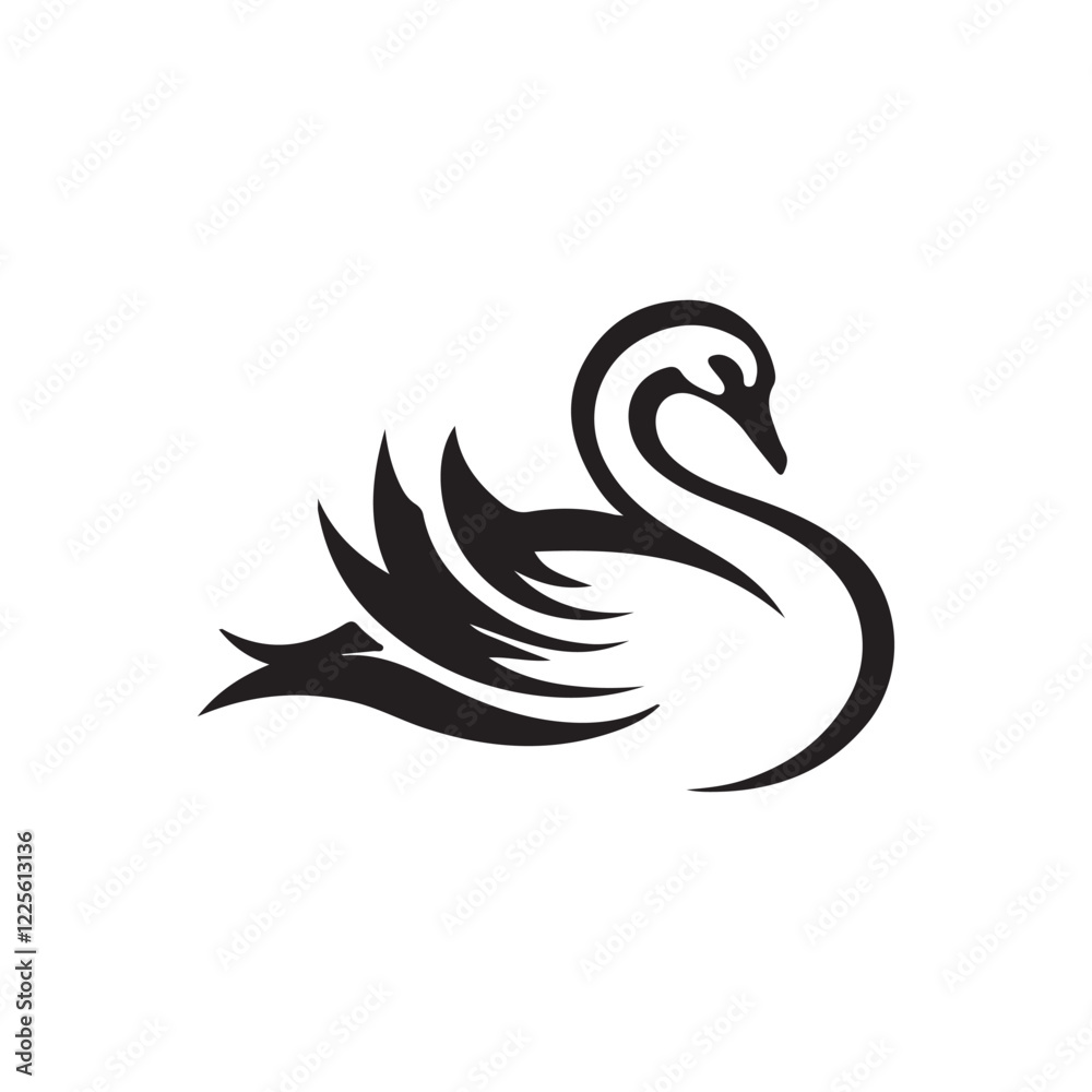 black swan silhouette vector graphic style