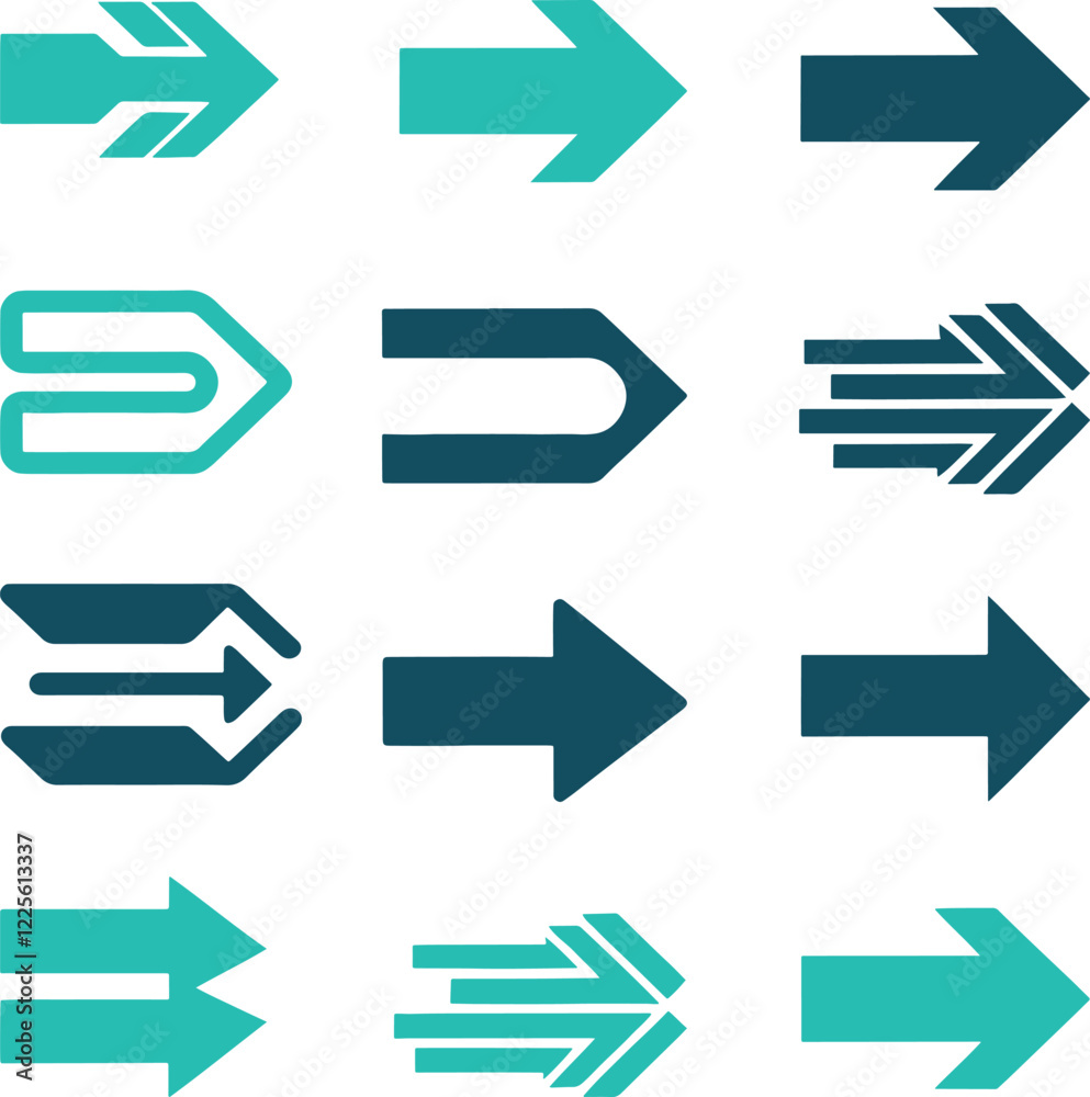 Set of direction arrow vector signs or icons. Set of direction arrow vector signs or icons.