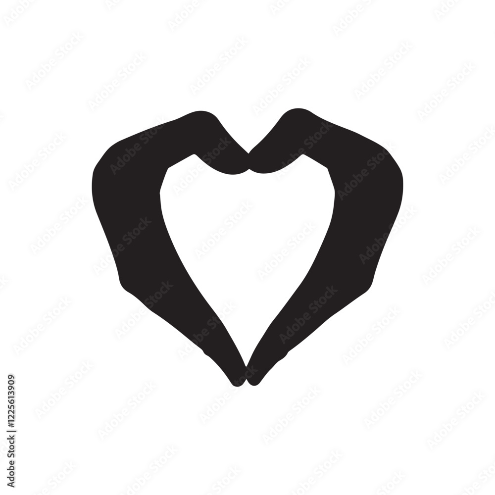Fototapeta premium black silhouette, hands forming heart shape, white background