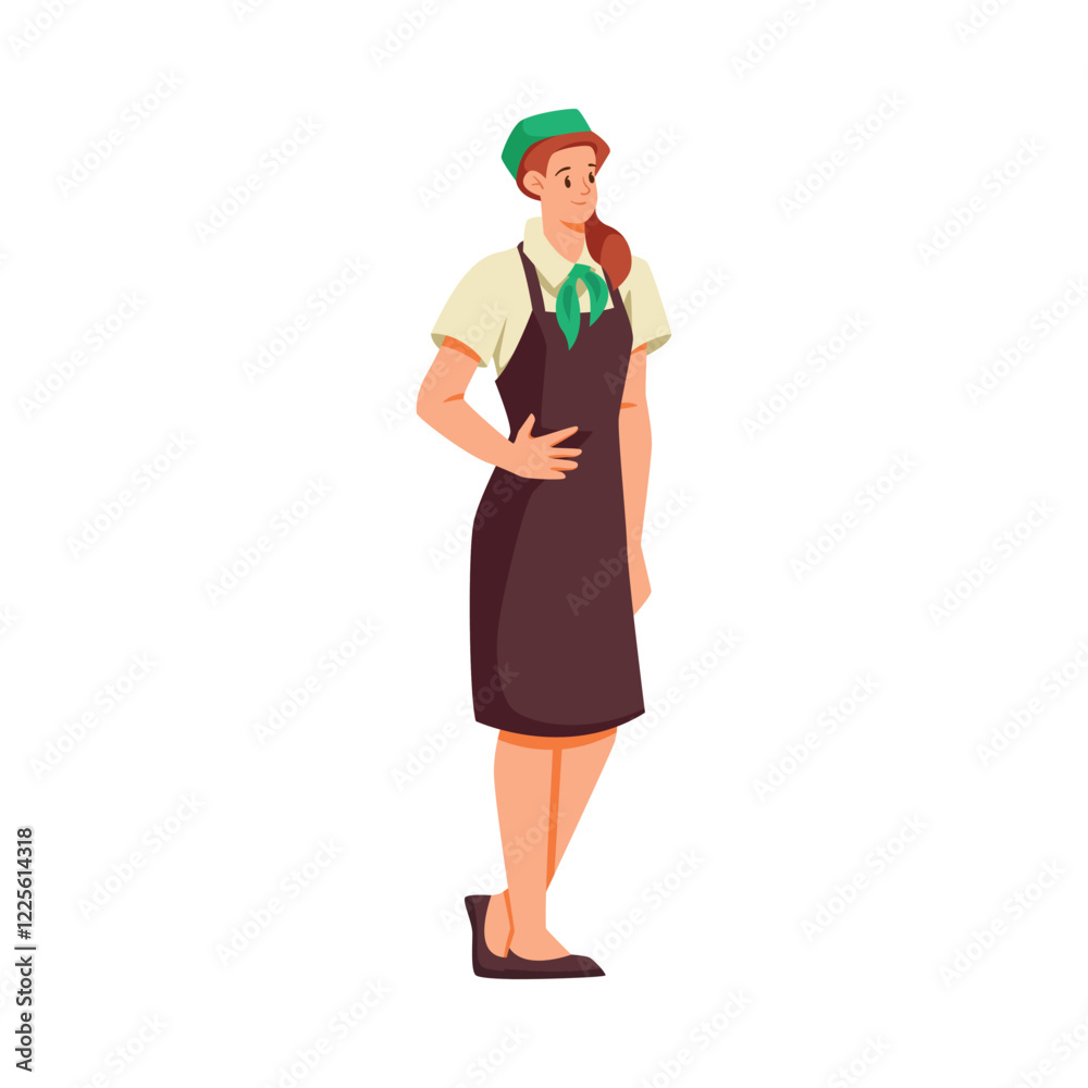 Woman Supermarket Employee and Worker Standing Vector Illustration Woman Supermarket Employee and Worker Standing Vector Illustration