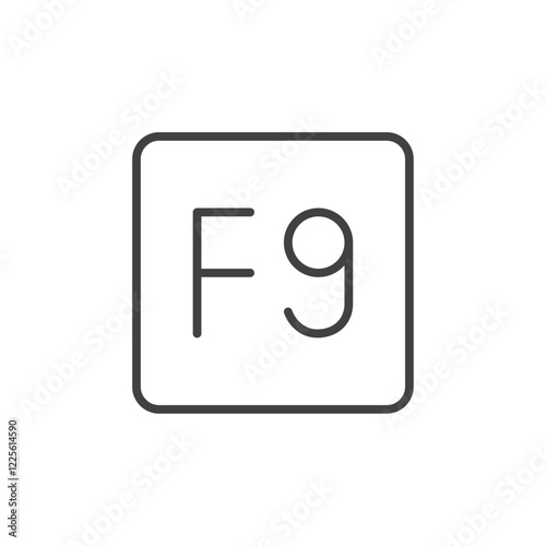 F9 key icon Vector logo set flat