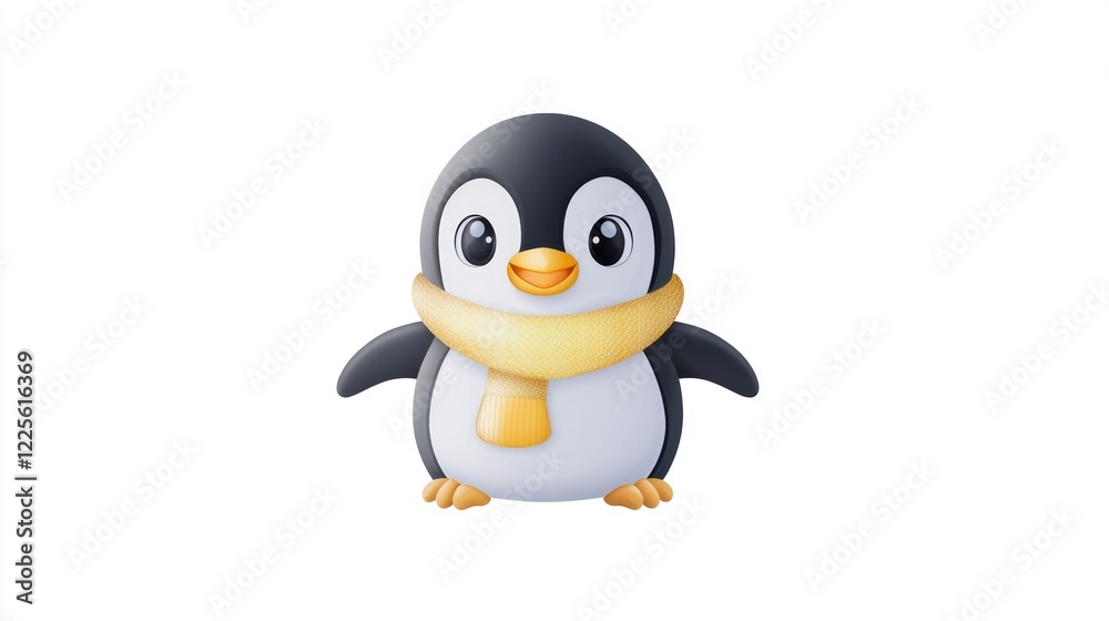 Fototapeta premium Adorable Cartoon Penguin in Scarf