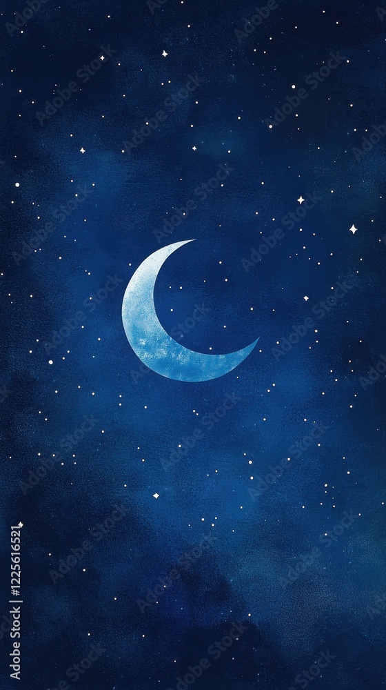 Crescent Moon Night Sky Starry Background Crescent Moon Night Sky Starry Background