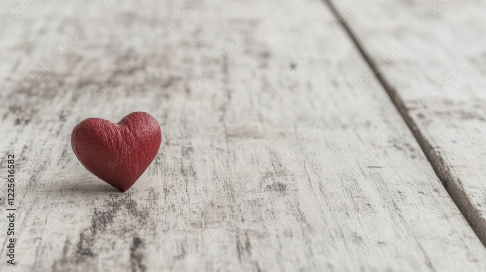 Small red heart on rustic wooden surface. Small red heart on rustic wooden surface.