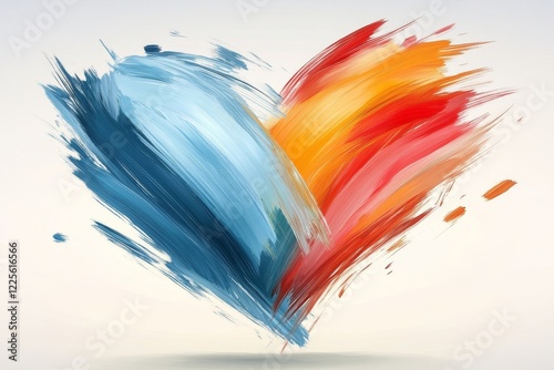 El corazón rojo pintado con pinceladas para el día de San Valentín